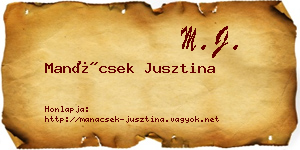 Manácsek Jusztina névjegykártya
